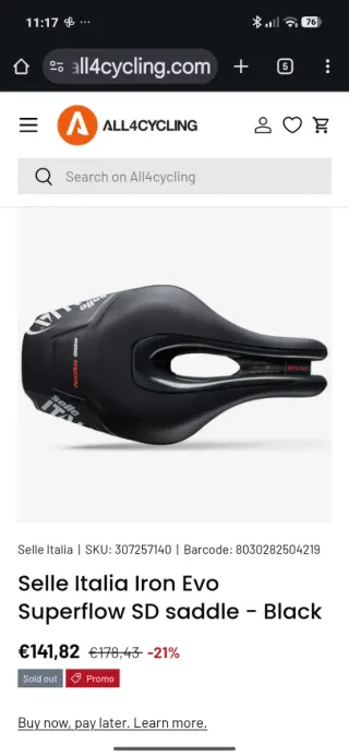 Sillín TT Sellé Italia