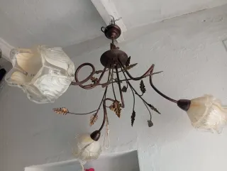 Lámpara de techo colgante metal y cristal