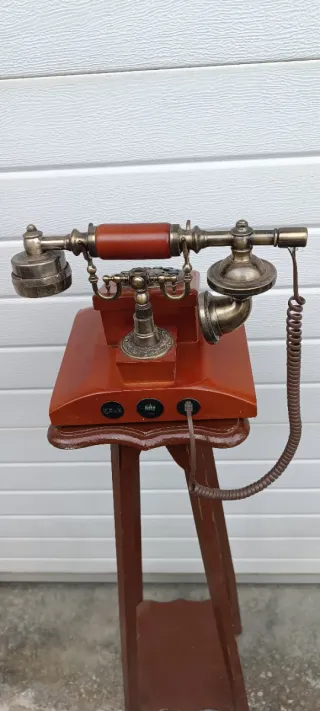 Teléfono Fijo Vintage Madera y Bronce