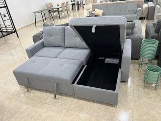 Sofá Cama Chaise Longue Gris con Arcón Nuevo