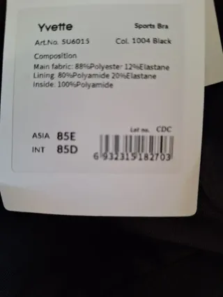 Top sujetador deportivo, cierre frontal negro