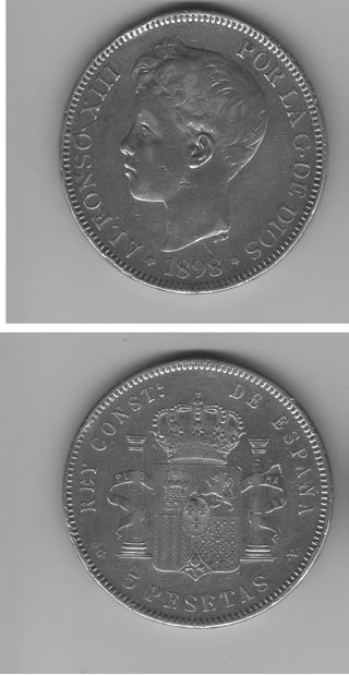 5 Pesetas Plata Alfonso XIII 1898