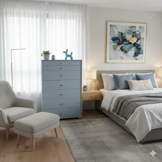 Cómoda Sinfonier 7 cajones gris perla