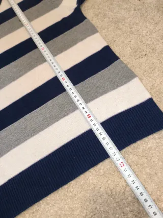 Vintage Lacoste Striped Knit Sweater Navy Grey Whi