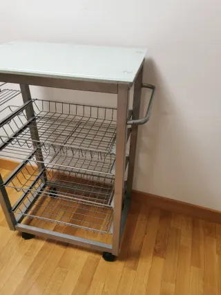Carro de cocina con ruedas y cristal
