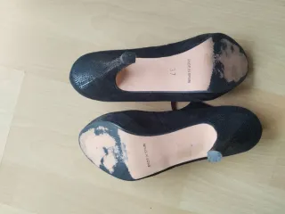 Peep toe negros tacón 7 cm