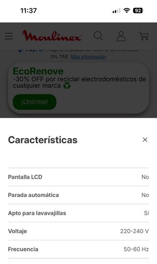 Freidora de aire Moulinex negra