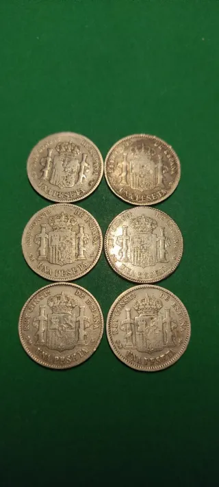 Lote 6 Pesetas Plata Alfonso XIII