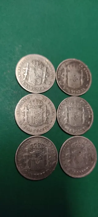 Lote 6 Pesetas Plata Alfonso XIII