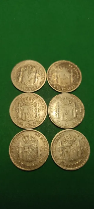 Lote 6 Pesetas Plata Alfonso XIII