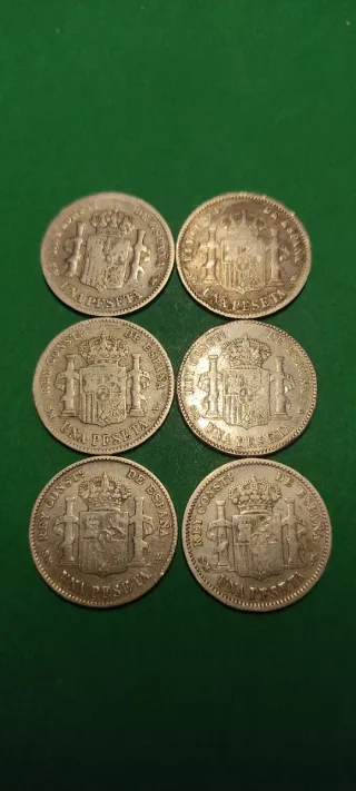 Lote 6 Pesetas Plata Alfonso XIII