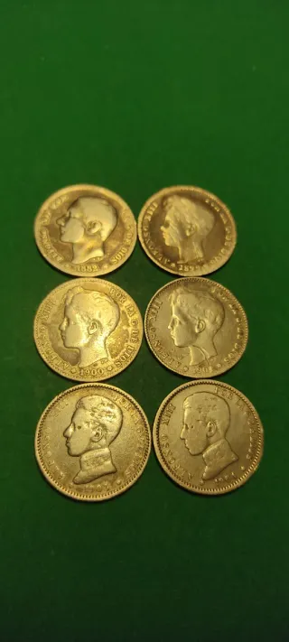 Lote 6 Pesetas Plata Alfonso XIII
