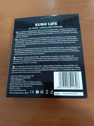 Auriculares Euro Life BT 5.0 Negros