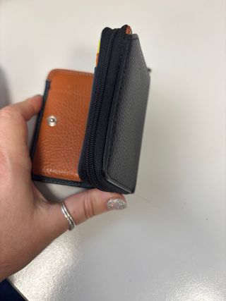 Mini portafogli in pelle nero interno multicolore