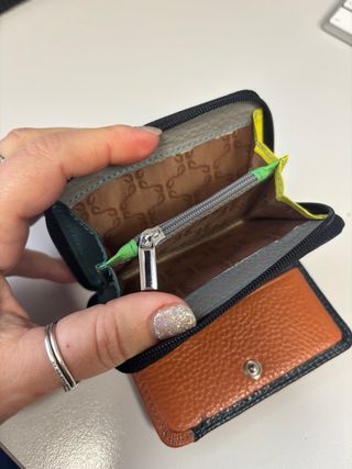 Mini portafogli in pelle nero interno multicolore