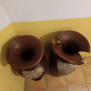 Juego de 2 jarrones rústicos de cerámica