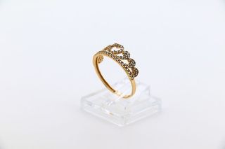 Anillo Corona Corazón Circonitas Azules Oro 18k