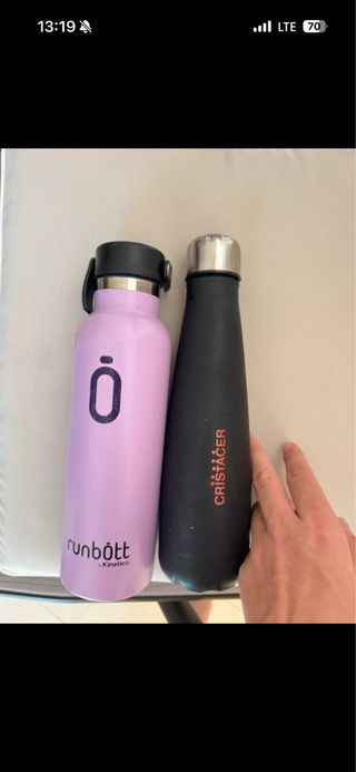 2 Termos Runbott Metal 330ml negro y rosa 600 ml