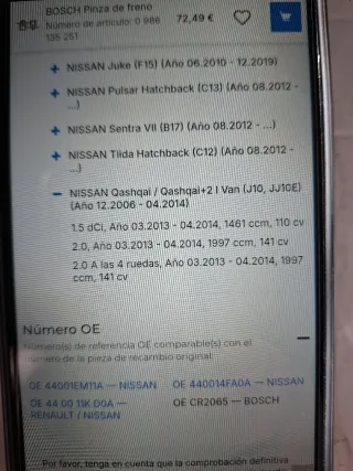 Pinza de freno Nissan