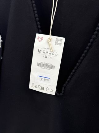 Zara Maglia Donna M Nera Maniche Floreali