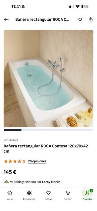 Bañera de acero ROCA 120x70x42