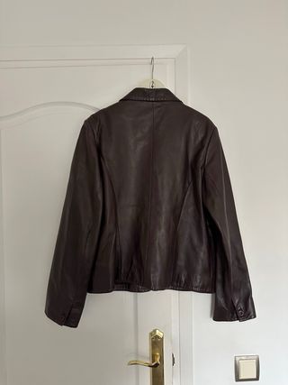 Chaqueta Piel Vintage Mujer Marrón