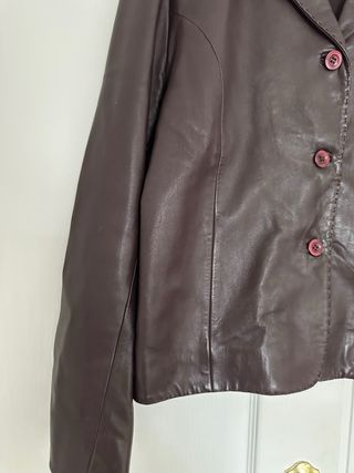 Chaqueta Piel Vintage Mujer Marrón