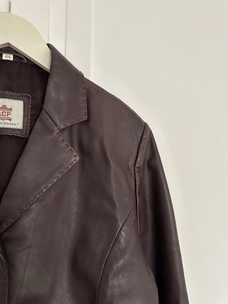 Chaqueta Piel Vintage Mujer Marrón