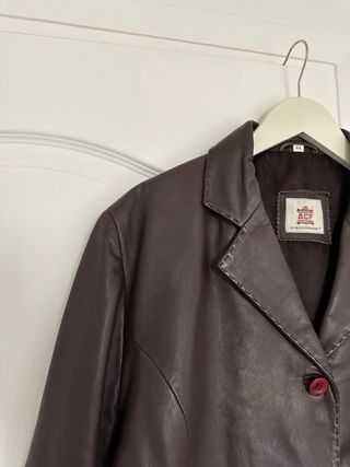 Chaqueta Piel Vintage Mujer Marrón