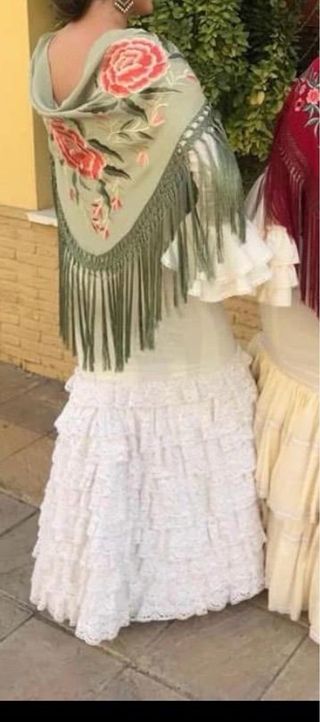 Traje Flamenca Plumeti Beige