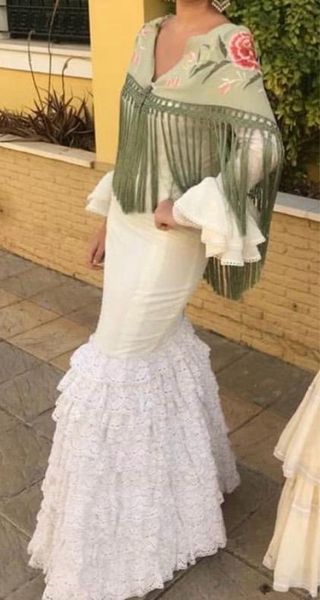 Traje Flamenca Plumeti Beige