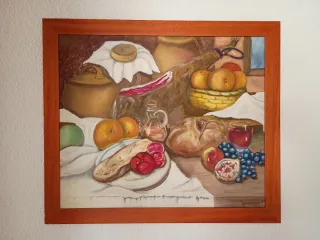 2 Quadri ad Olio su Tela con Cornici in Legno