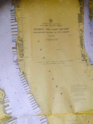 Mapa Carta Náutica Río Hudson 1968