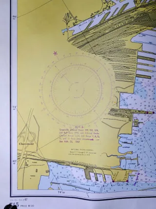 Mapa Carta Náutica Río Hudson 1968