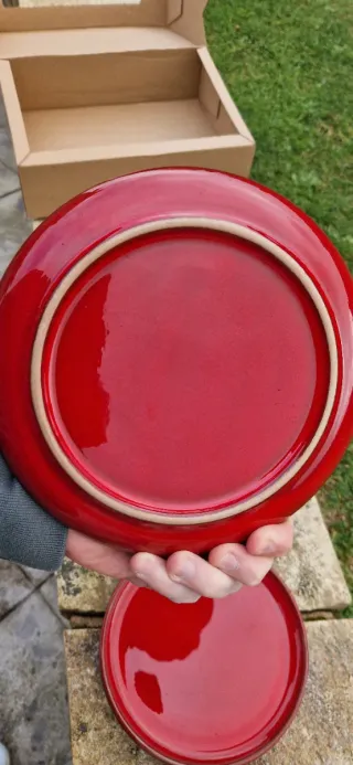 Juego Tazas y Azucarero Vintage Rojo