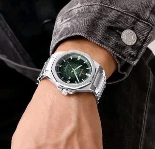 Reloj Naviforce Hombre Verde y Plateado