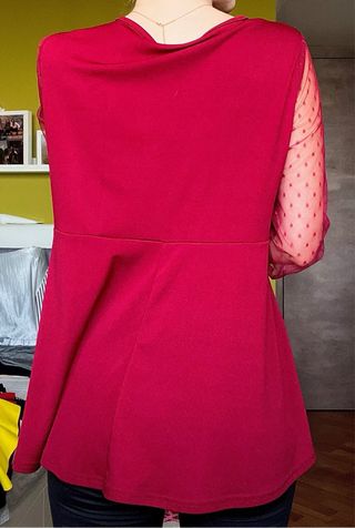 Blusa Shein bordeaux maniche a pois