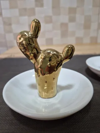 Cactus Dorados Decorativos Cerámica