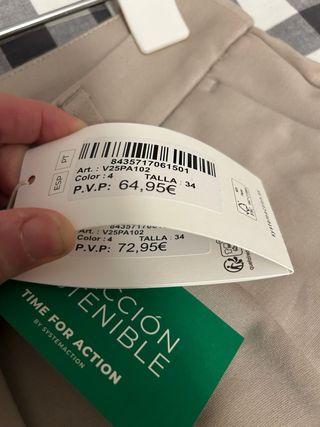 Pantalón System Action beige mujer nuevo
