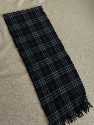 Bufanda Burberry Lana Tartán Negro Rojo