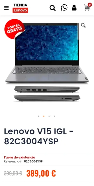 Portátil Lenovo 15 8GB RAM 256GB SSD