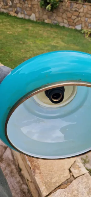 Lámpara Techo Opalina Turquesa Antigua