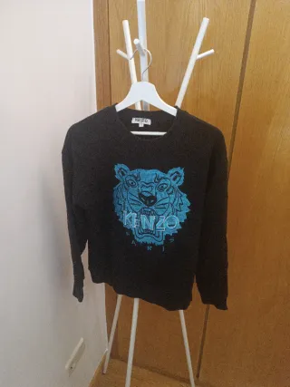 Sudadera Kenzo Negra con Tigre Azul
