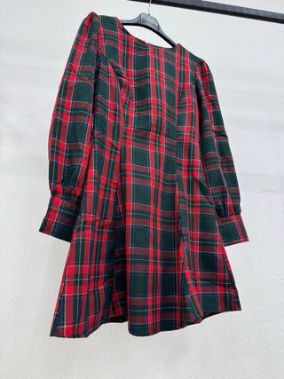 Vestito donna scozzese rosso e verde