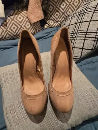 Zapatos Lefties ante beige tacón plataforma