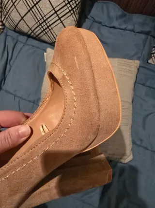 Zapatos Lefties ante beige tacón plataforma