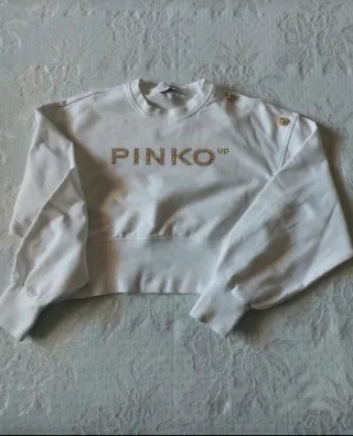 Felpa Pinko UP bianca con strass