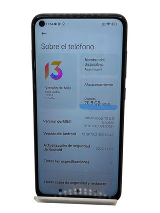 MOVIL REDMI NOTE 9 128GB/4GB RAM AZUL *MARCAS DE USO EN TAPA TRASERA*