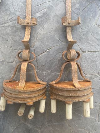 Lote 1 Lámpara y 2 Apliques Rústicos