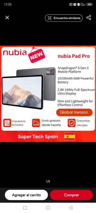 Tablet ZTE Nubia Pad Pro Negra